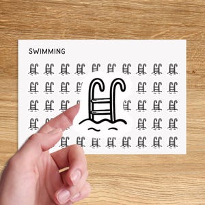 SWIMMING Mini Icon Stickers for Planner / Sport Icon for Minimalist Planner / Habit Tracker Planner Stickers / Fitness Icon Stickers