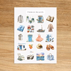 MEDITERRANEAN Travel Stickers, Coastal European Aesthetic Stickers, Cute Summer Junk Journal Stickers, Greece Santorini Vacation Stickers