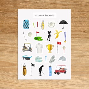 Adesivi GOLF per Planner, Diari, Scrapbooking e Quaderni, Adesivi decorativi sportivi, Adesivi per Planner con mazze da golf