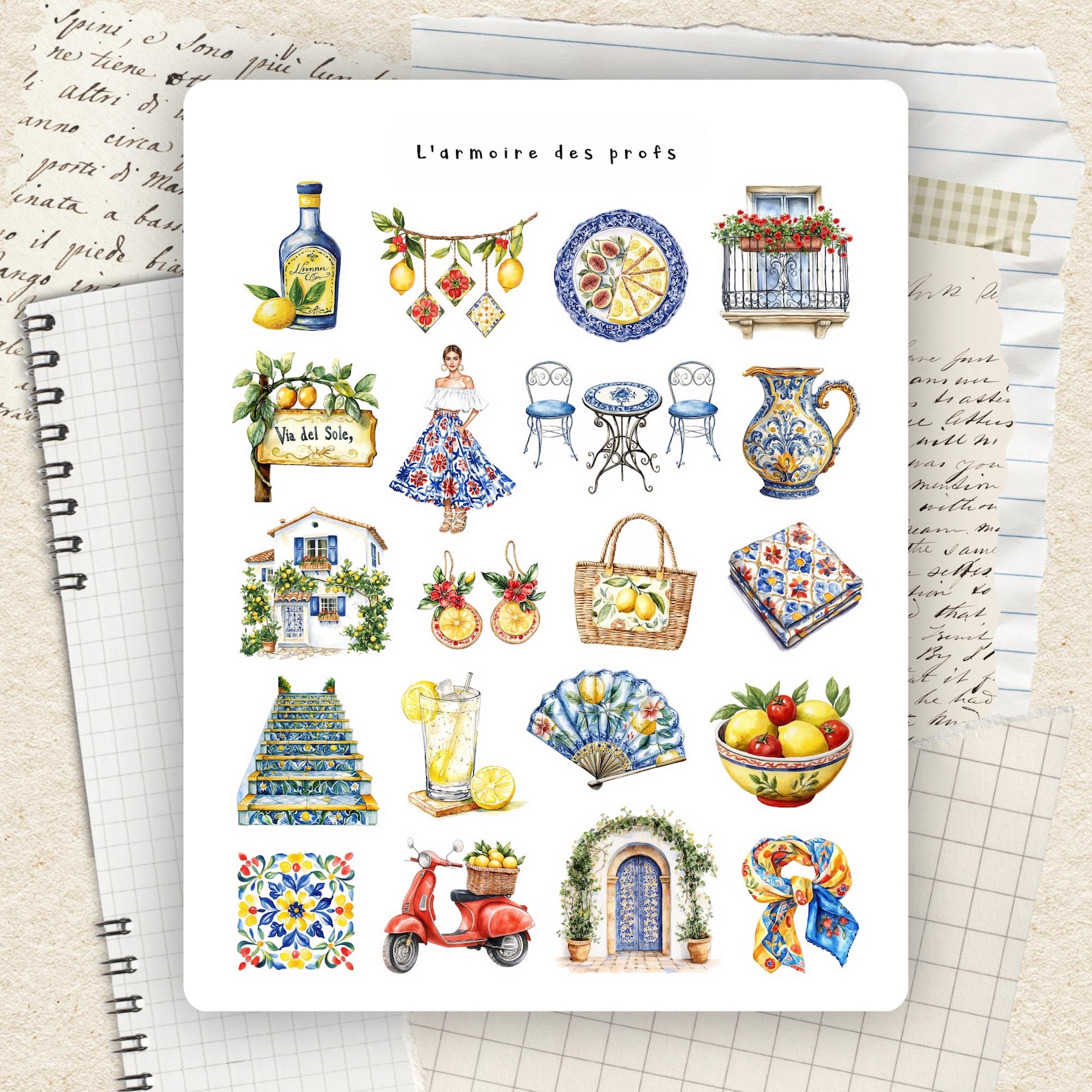Italian Riviera Sticker Italian Summer Stickers, Mediterranean Stickers, Amalfi Coast Stickers ...