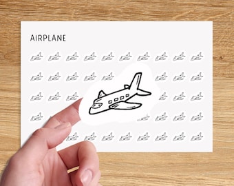 Vliegtuig mini-icoonstickers / Minimalistische plannerstickers voor vakantie / Minimalistische reisstickers