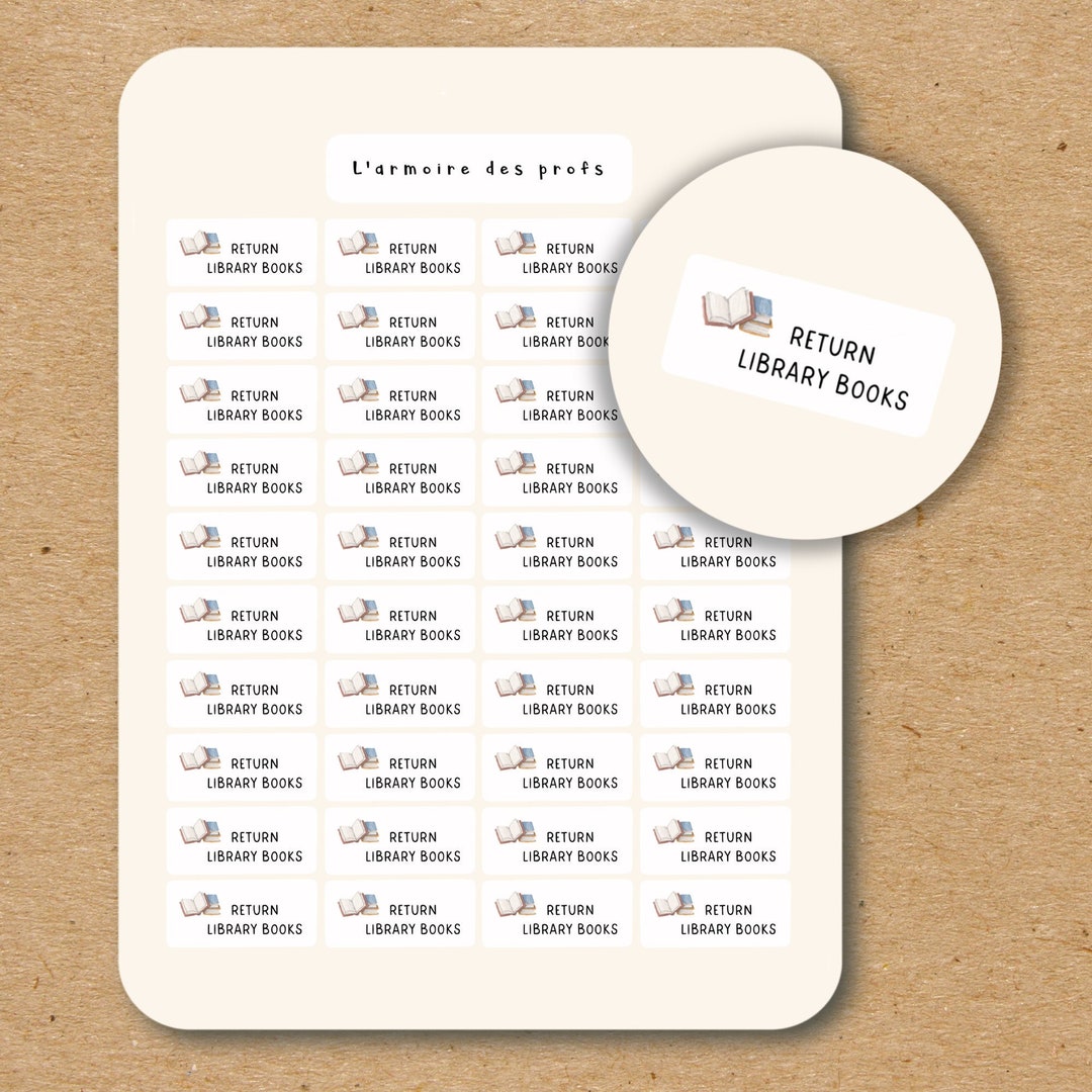 Return To Library Sticker RETURN LIBRARY BOOKS Planner Stickers / Books Due Functional Planner ...