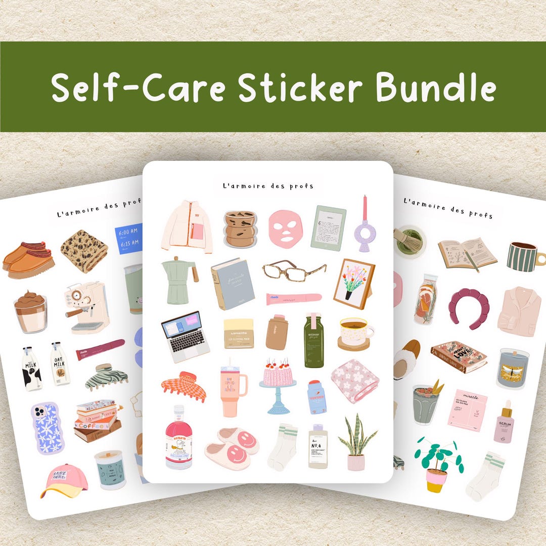 Self Care Sticker Bundle, Wellness Stickers, Spa Stickers, Relaxation ...
