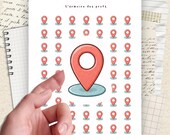 Location Planner Stickers, Map Pin Stickers, Travel Planner Icons, Place Marker Stickers, Mini Icon Sheet