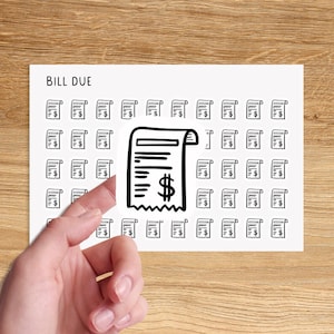 BILL DUE Mini Icon Sticker für Planer / Pay Day Icon Sticker / Kalender Minimal Planner Sticker