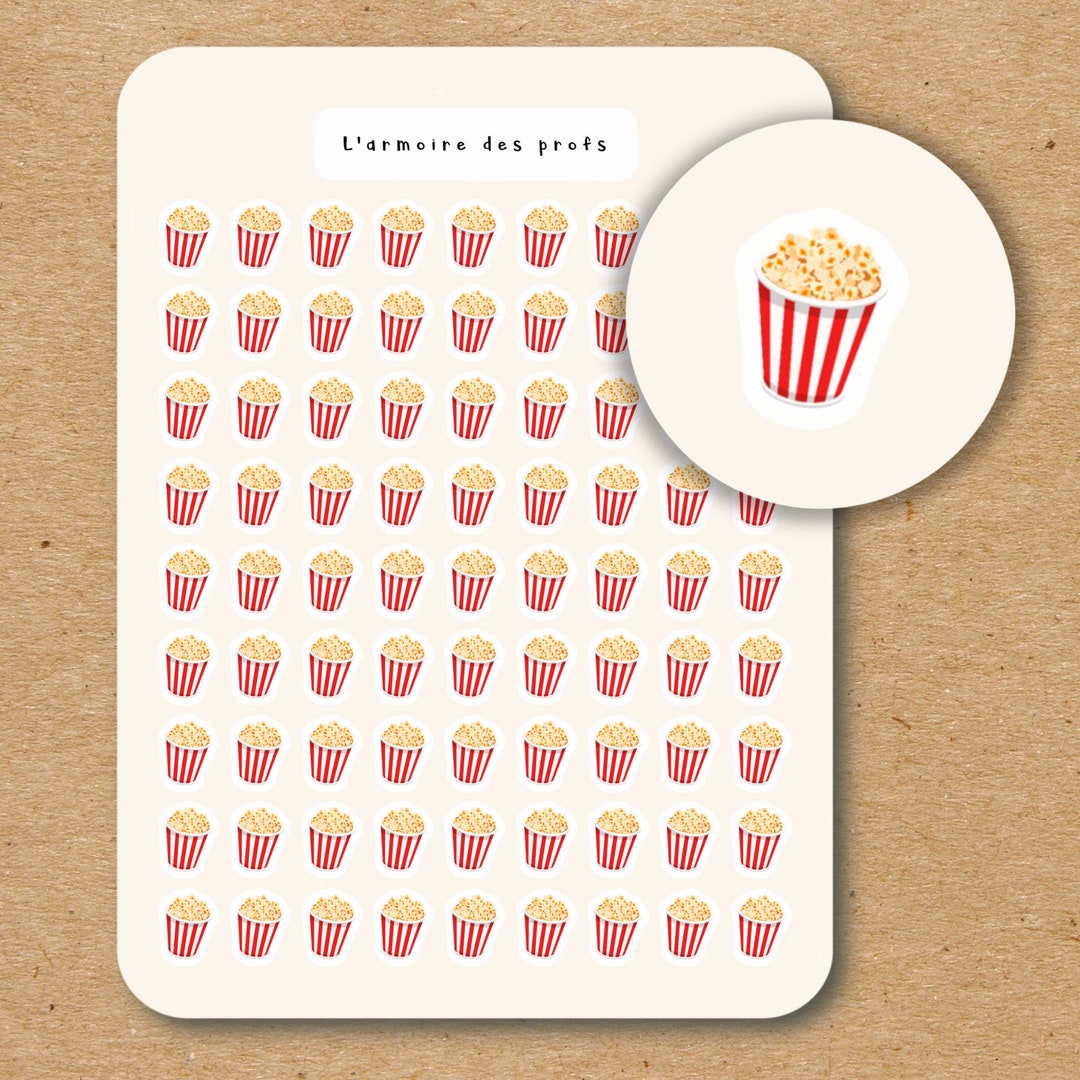 POPCORN Icon Stickers / Movie Night Planner Stickers / Movie Functional ...
