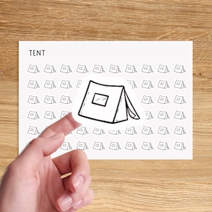 TENT Mini Icon Stickers / Vacation Minimal Functional Planner Stickers / Camping Minimalist Stickers / Adventure Travel Stickers