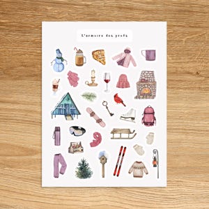 Pegatinas temáticas de invierno acogedor / Pegatinas para planificador de vacaciones / Hoja de pegatinas de hygge acogedor