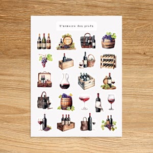 Adesivi per bottiglie di vino rosso, adesivi per bottiglie di vino in vetro per diari, scrapbooking e quaderni, adesivi per cocktail.