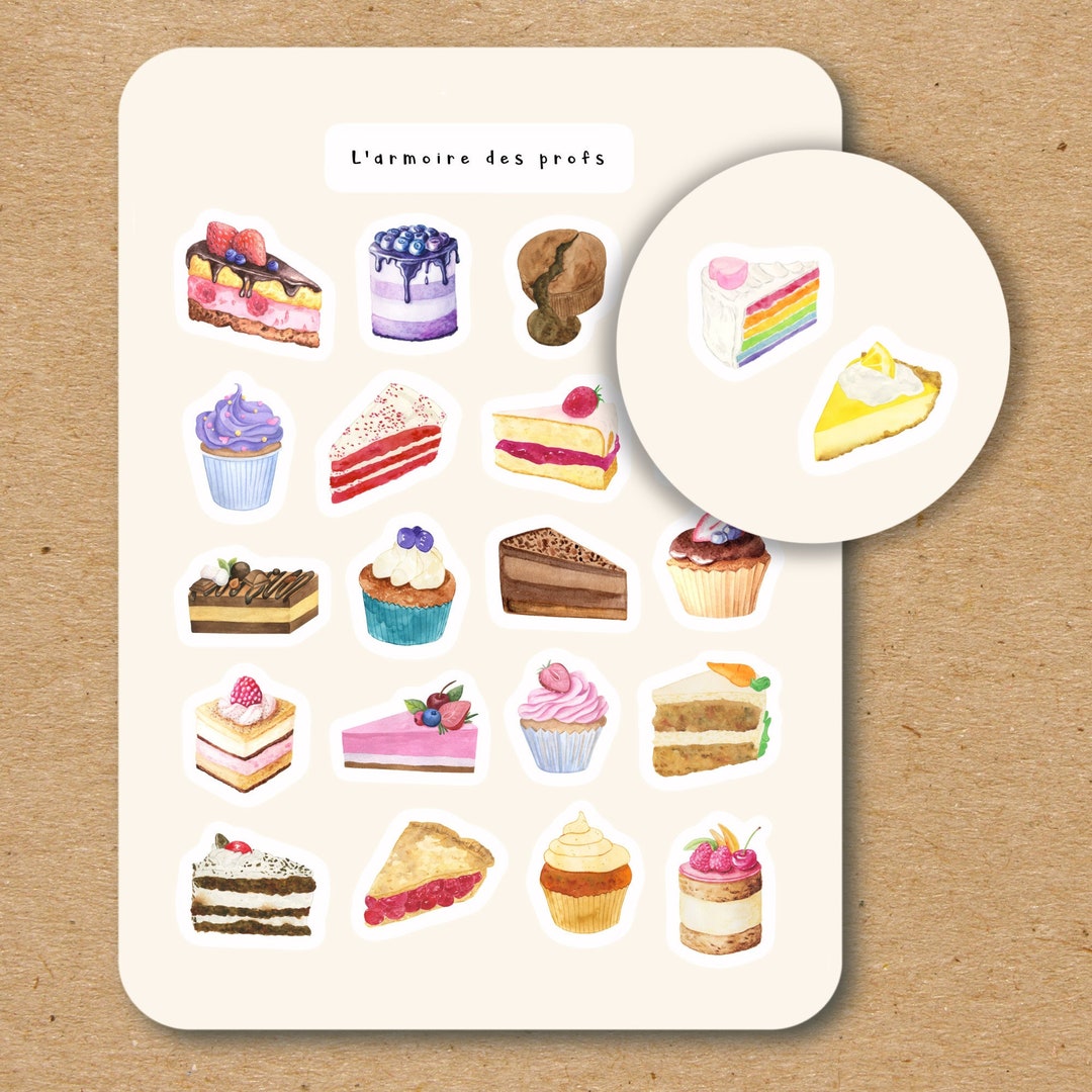 CAKE Theme Sticker Sheet / Dessert Planner Stickers, Journal Stickers ...