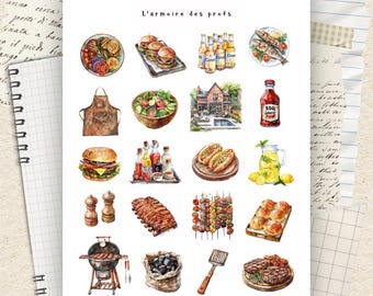 BBQ Planner Stickers, Summer Cookout Stickers, Grill Party Stickers, Backyard BBQ Icons, Picnic Food Sticker Sheet
