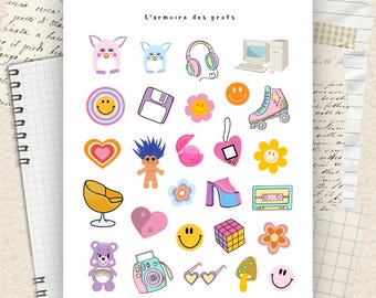Y2K 90s 2000s Millennial Planner Stickers, 90's Kid Trendy, Early 2000s Aesthetic, Millennial Sticker Pack, Retro Stickers