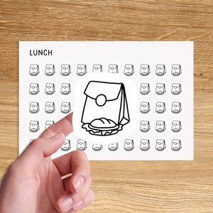 LUNCH Mini Icon Stickers / Meal Prep Minimal Functional Planner Stickers / School Minimalist Stickers