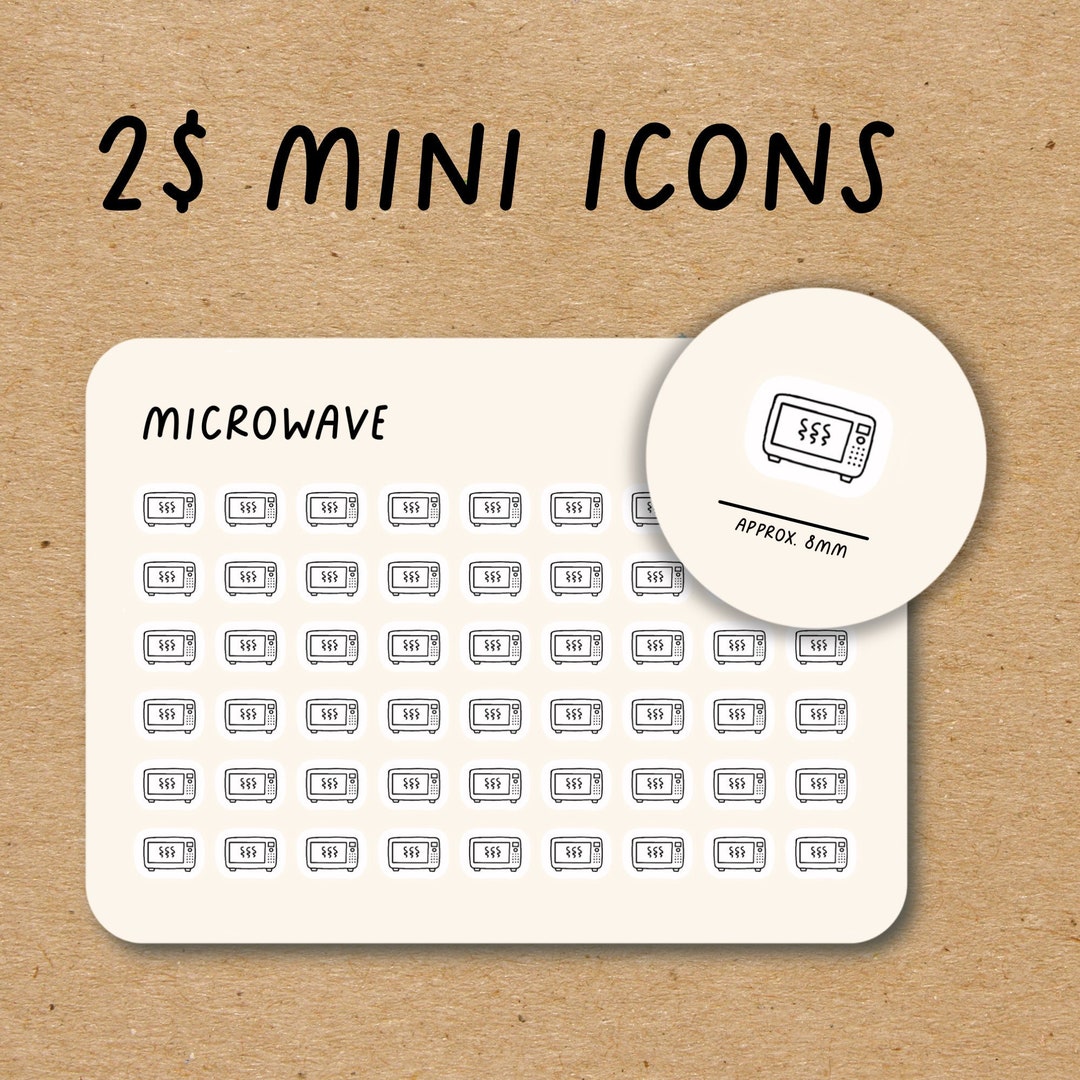MICROWAVE Mini Icon Stickers for Planner / House Icon Stickers