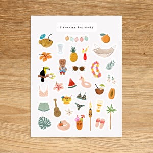 HAWAII Theme Sticker Sheet / Tropical Vacation Planner & Journal Sticker Sheet