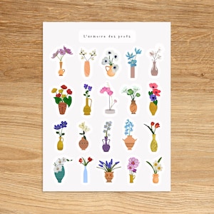 FLOWER Plant Stickers, Houseplant Garden Sticker Sheet, Cute Succulent Cactus Junk Journal Stickers, Plant Lover Gift