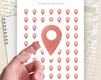 Location Planner Stickers, Map Pin Stickers, Travel Planner Icons, Place Marker Stickers, Mini Icon Sheet