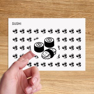 SUSHI Mini Icon Stickers / Eating Out Minimal Functional Planner Stickers / Date Night Minimalist Stickers