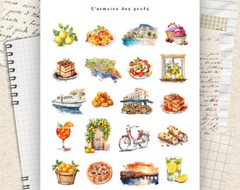 Reisstickers, stickers voor je vakantieplanner in Italië, stickers voor je reisdagboek, stickers voor het plannen van een avontuurlijke reis, scrapbookstickers