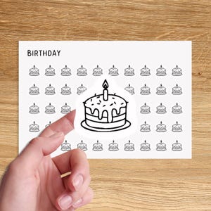 BIRTHDAY CAKE Mini Icon Stickers / Birthday Minimal Functional Planner Stickers / Celebration Minimalist Stickers