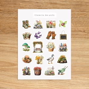 GARDEN Theme Sticker Sheet, Gardening Flowers Planner Stickers, Spring Cottage Home Vegetables Stickers for Planner & Journal Sticker Sheet