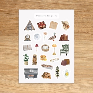 Foglio di adesivi a tema COZY COTTAGE / Adesivi per pianificatore Hygge / Foglio di adesivi per pianificatore e diario Cottage