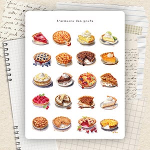 Pie Planner Stickers, Cake Decorative Stickers for Journal, Planner, Notebook, Dessert Food Stickers