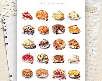 Pie Planner Stickers, Cake Decorative Stickers for Journal, Planner, Notebook, Dessert Food Stickers