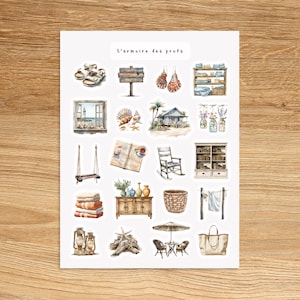 BEACH HOUSE Sticker Sheet, Cozy Summer Cottage Sticker, Nautical Beach Life Sticker