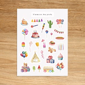 BIRTHDAY PARTY Theme Stickers for Planner / Birthday Planner Stickers / Celebration Stickers