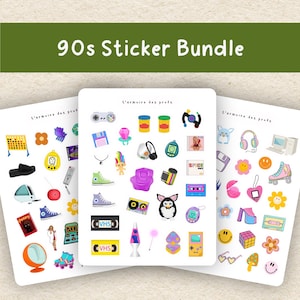Y2K 90s 2000s Millennial Planner Stickers Bundle, Sticker Sheet Bundle Pack, Journal Stickers, Scrapbook Stickers