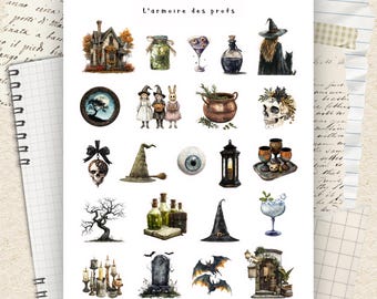 Halloween Stickers, Spooky Cute Planner Stickers, Pumpkin and Ghost Sticker Sheet, Cozy Halloween Icons