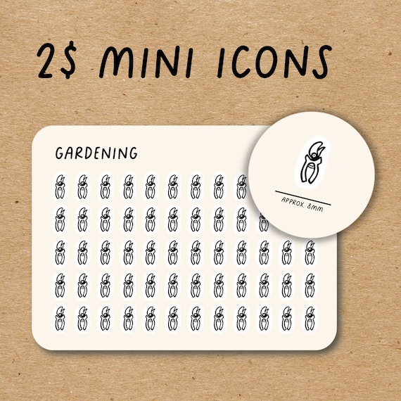 Mini Garden Tools Icon Planner Stickers