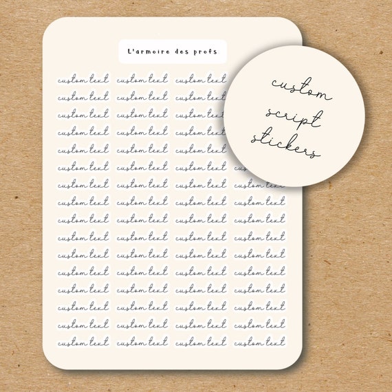 Stickers Paper & Party Supplies Custom Script for Planners Script ...