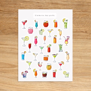 Foglio di adesivi COCKTAILS / Foglio di adesivi per planner e diario