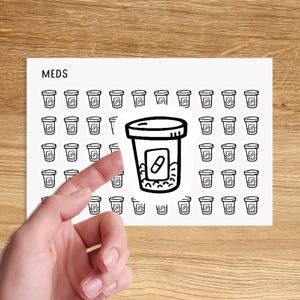 PILL Mini Icon Stickers for Planner / Prescription Icon Stickers / Medical Minimal Icon Stickers image 1