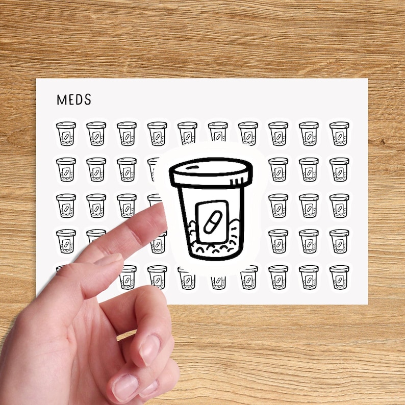 PILL Mini Icon Stickers for Planner / Prescription Icon Stickers / Medical Minimal Icon Stickers image 1