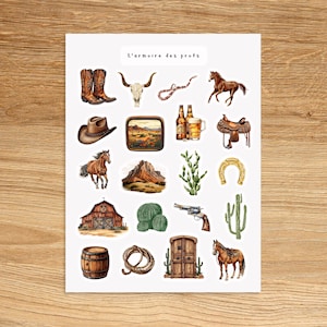Adesivos de cowboy do oeste americano, adesivos de diário de cowgirl do Texas Horse Ranch, adesivos Yeehaw