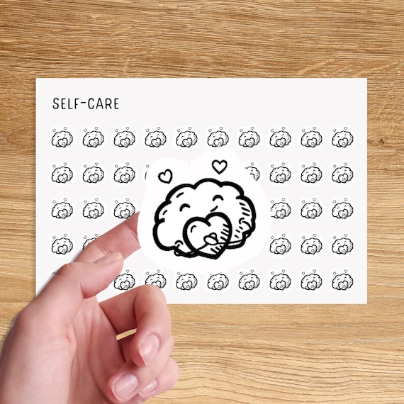 SELF-CARE Mini Icon Stickers / Me Time Minimal Functional Planner Stickers / Minimalist Stickers