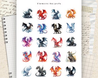 Dragon Stickers for Planners Journals Scrapbooking and Notebooks, Fantasy Planner Stickers, Dragon Gnomes Magical Decorative Stickers