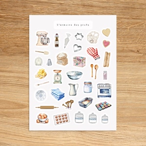 BAKING Stickers for Planner, Vintage Rustic Kitchen Planner Stickers, Baking Supplies Clipart, Cooking Kitchen Stickers