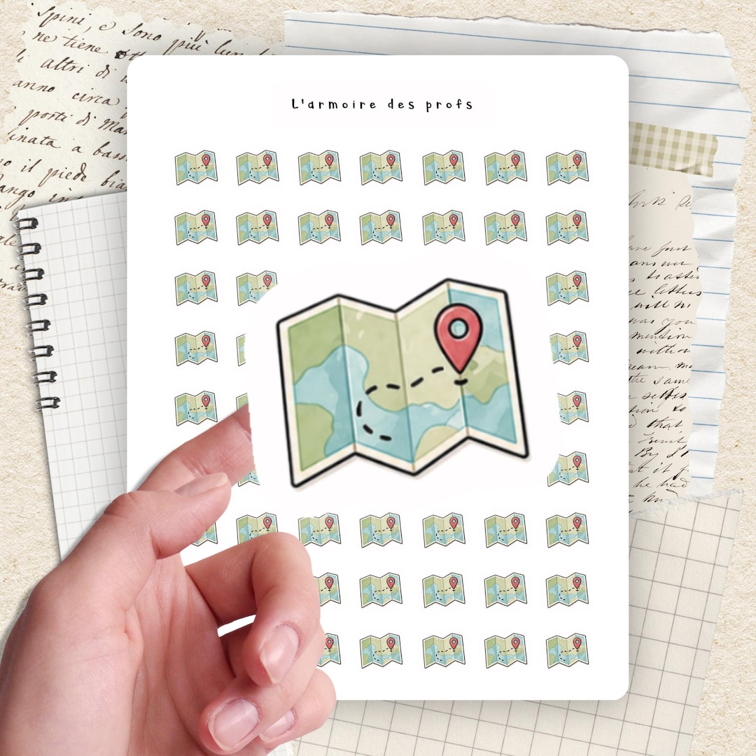 Printable Stickers Map Travel Planner Stickers, Map Stickers, Vacation Planner Stickers, Trip ...