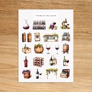 RED WINE Bottle Stickers, Wine Glass Wine Bottle Stickers for Journals Scrapbooking and Notebooks, Cocktails Celebration Stickers