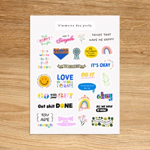 AFFIRMATION Theme Sticker Sheet / Selfcare Positive Quotes Sticker Pack / Inspirational Wellness Stickers for Journal and Planners