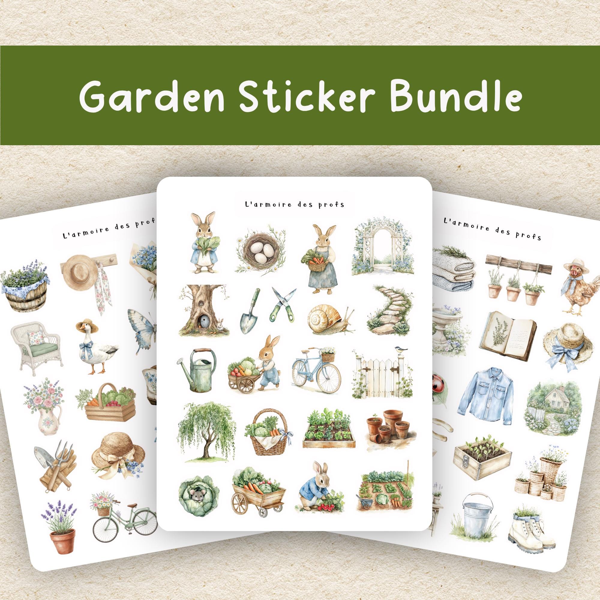 Garden Planner Stickers Bundle, Cottagecore Garden Stickers, Gardening ...