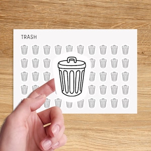 TRASH Mini Icon Stickers for Planner / Household Icon Stickers / Cleaning Minimal Planner Stickers / Chores Icon Stickers
