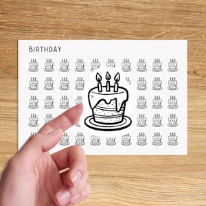 BIRTHDAY CAKE Mini Icon Stickers / Birthday Minimal Functional Planner Stickers / Holiday Minimalist Stickers
