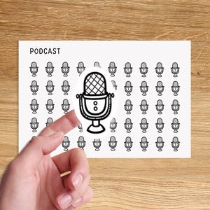 PODCAST Mini Icon Stickers / Me Time Minimal Functional Planner Stickers / Self-Care Minimalist Stickers