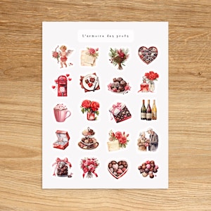VALENTINE'S DAY Theme Sticker Sheet / Heart Planner Stickers / Holiday Stickers