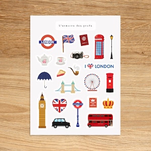 LONDON Sticker Sheet / Vacation Planner Stickers / Vacation Planner & Journal Sticker Sheet